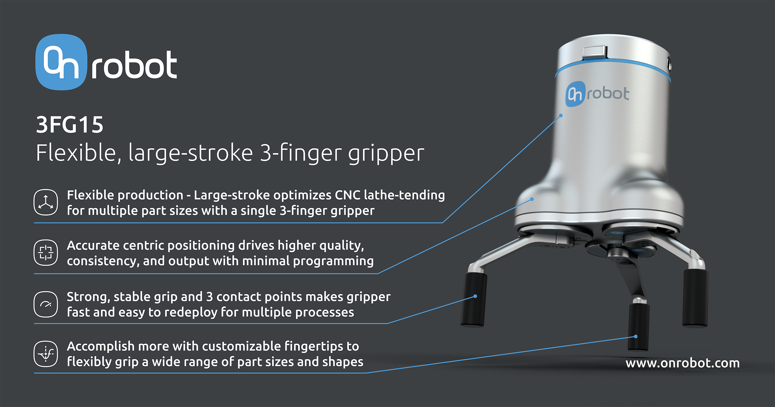 3FG15 three-finger gripper Overview OnRobot 3FG15 three-finger gripper