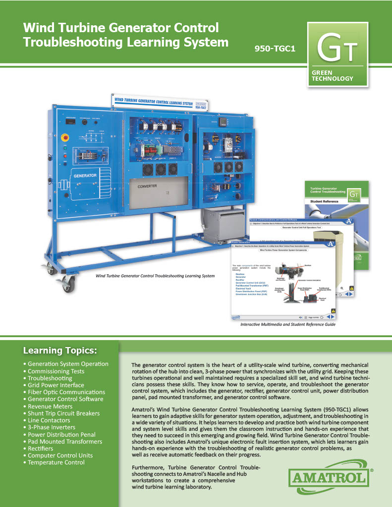 Amatrol Wind Turbine Generator Control Troubleshooting 950-TGC1