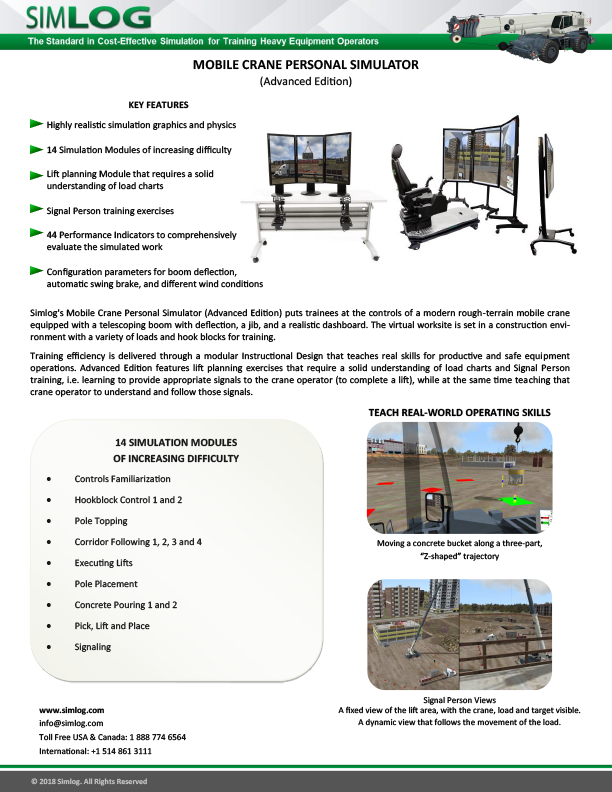 Simlog Mobile Crane Personal Simulator